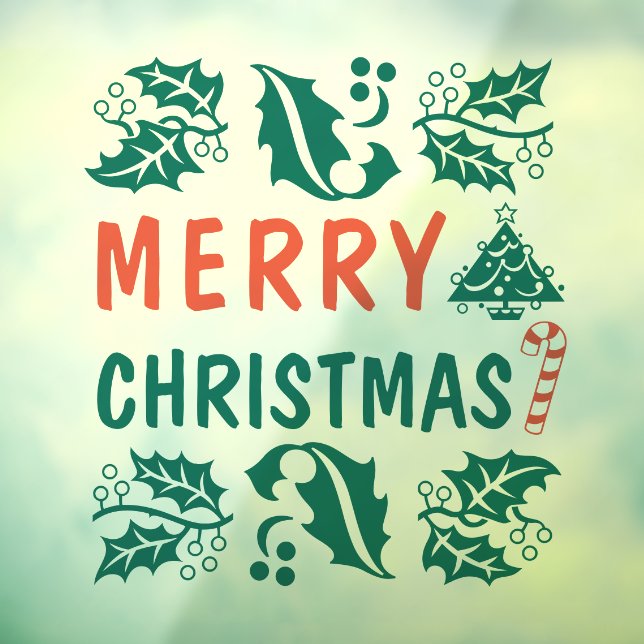 Green Red Merry Christmas Holly (Sheet 3)