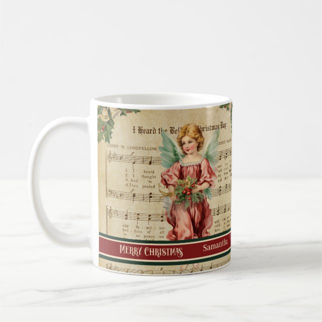 Green Red Merry Christmas Mug Angel Keepsake Gift (Left)