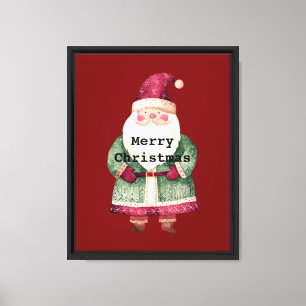 Green Red Merry Christmas Santa  Canvas Print