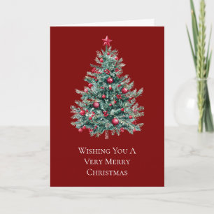 Green Red Merry Christmas Tree Card
