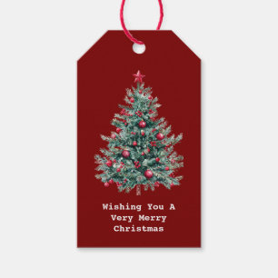 Green Red Merry Christmas Tree Gift Tags