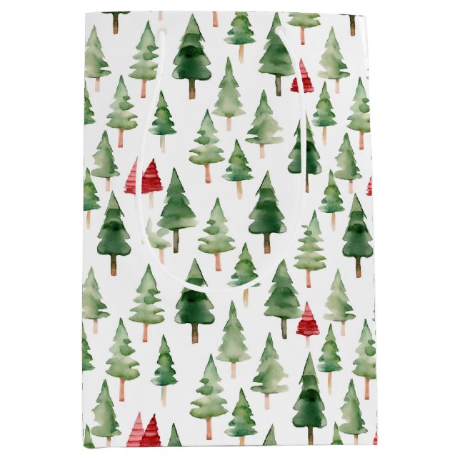 Green Red Merry Christmas Trees  Medium Gift Bag (Front)