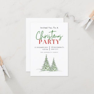 Green Red Modern Christmas Party Invitation