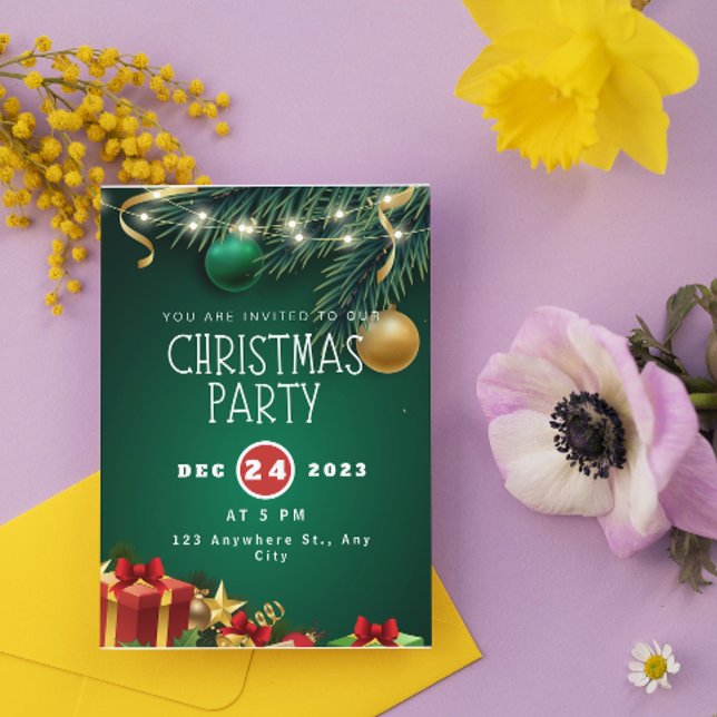 Green Red Modern Christmas Party Invitation (Creator Uploaded)