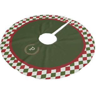 Green Red Monogram Argyle PatternSkirt Brushed Polyester Tree Skirt