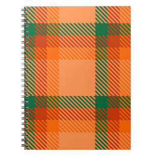 Green, Red, Orange and Beige Tartan Plaid Scottish Notebook