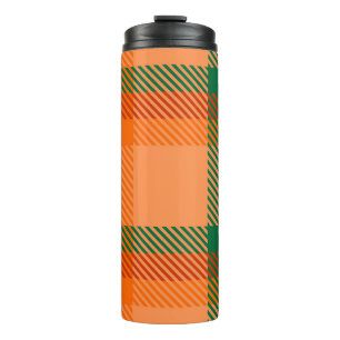 Green, Red, Orange and Beige Tartan Plaid Scottish Thermal Tumbler