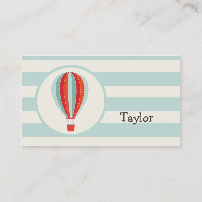 Green, Red, Orange Hot Air Balloon Business Card (Back)