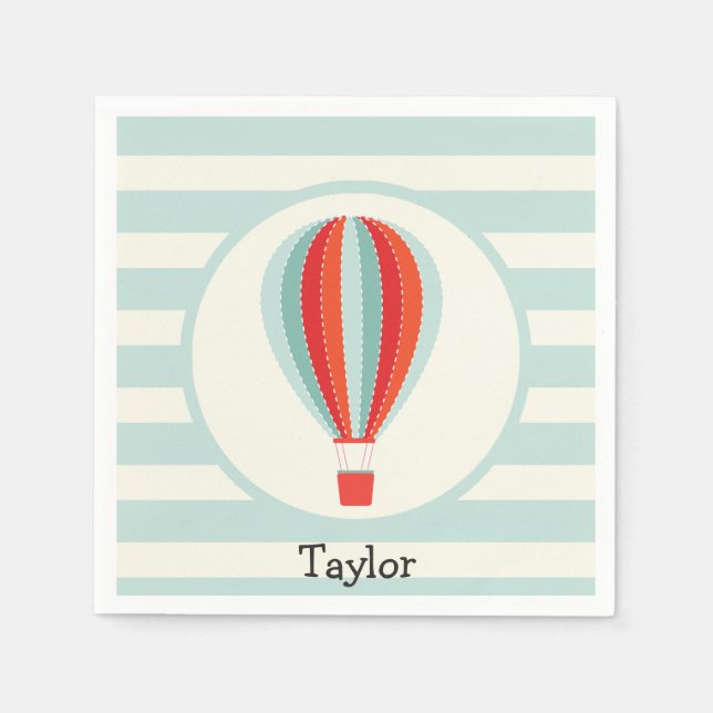 Green, Red, Orange Hot Air Balloon Napkin (Front)