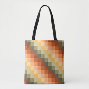 GREEN RED ORANGE YELLOW GEOMETRIC PATTERNS TOTE BAG