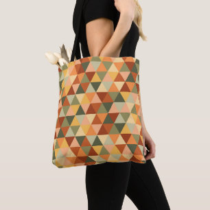 GREEN RED ORANGE YELLOW GEOMETRIC PATTERNS TOTE BAG