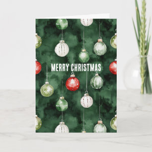 Green Red Ornaments Christmas Card