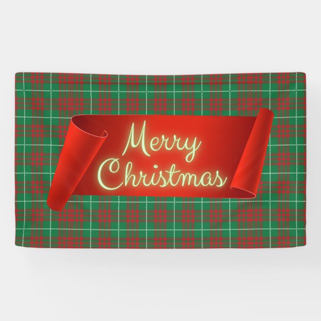 Green & Red Plaid Banner (Horizontal)