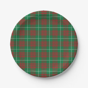 Green & Red Plaid Paper Plate