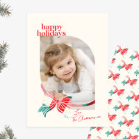 Green & Red Plaid Tied With Bow Family Photo