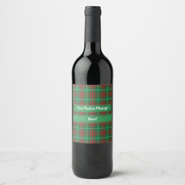 Green & Red Plaid Wine Label (Front)