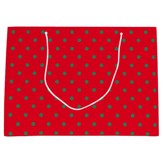 Green & Red Polka Dot Large Gift Bag (Front)