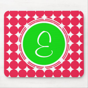 Green & Red Polka Dot Monogram Mouse Pad