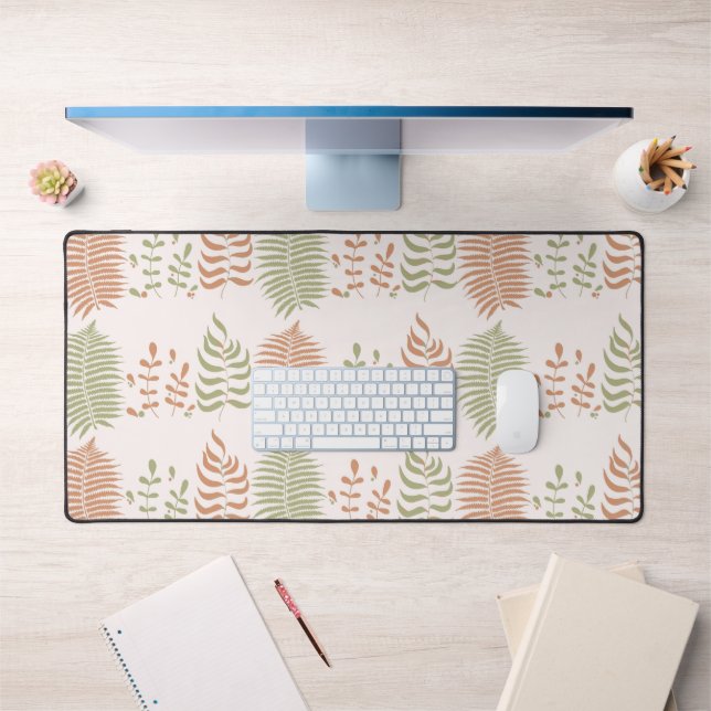 Green Red Retro Vintage Leaf Pattern  Desk Mat (Office 1)