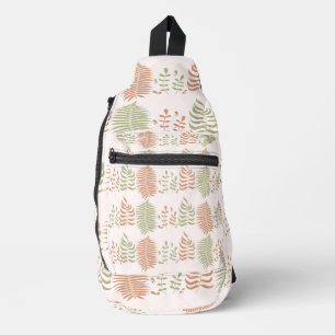 Green Red Retro Vintage Leaf Pattern Sling Bag