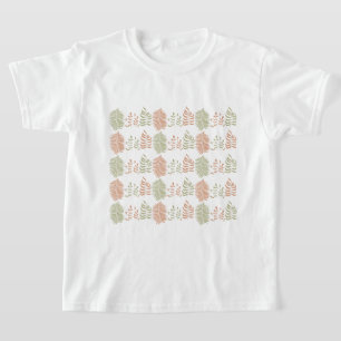 Green Red Retro Vintage Leaf Pattern  T-Shirt