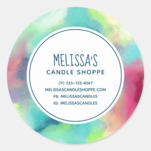 Green & Red Space Nebula Watercolor Business Classic Round Sticker