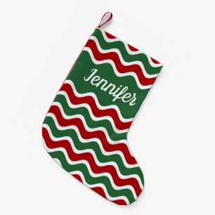 Green Red Striped Pattern Small Christmas Stocking