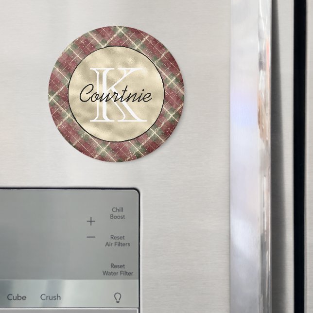 Green Red Stripes Gold Monogram      Magnet (In Situ (Fridge))