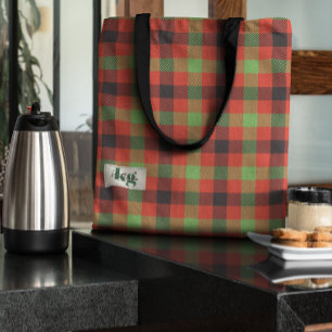Green Red • Stylish Holiday Colors Plaid Shoulder Tote Bag
