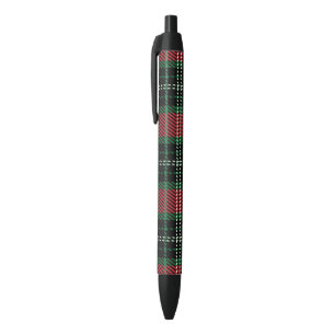 Green & Red Tartan Black Ink Pen
