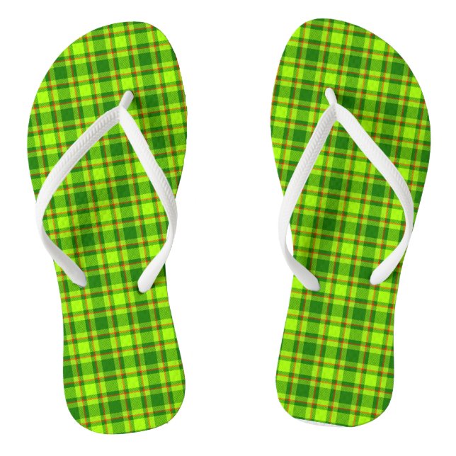 Green Red Tartan Chequered Plaid Pattern-55788 Jandals (Footbed)
