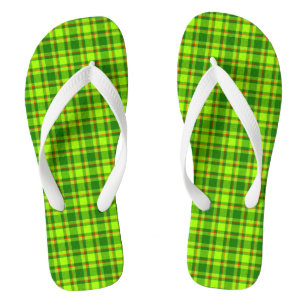 Green Red Tartan Chequered Plaid Pattern-55788 Jandals