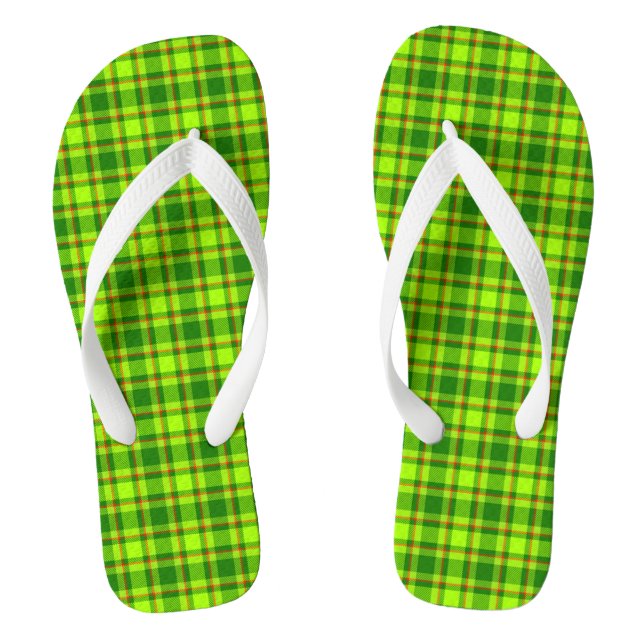 Green Red Tartan Chequered Plaid Pattern-55788 Jandals (Footbed)