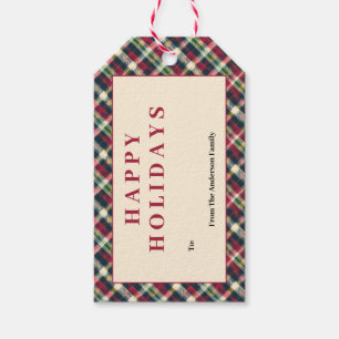 Green Red Tartan Plaid Custom Christmas Holiday Gift Tags