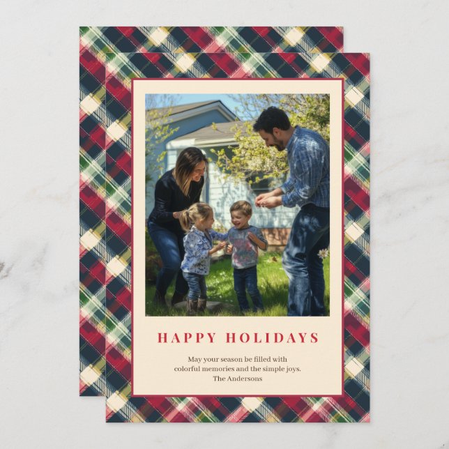 Green Red Tartan Plaid Custom Family Photo Holiday (Front/Back)