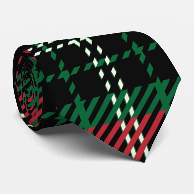 Green & Red  Tartan Tie (Rolled)