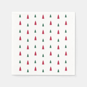 Green & Red Trees Simple Modern Christmas  Napkin