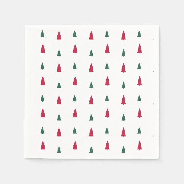 Green & Red Trees Simple Modern Christmas  Napkin (Front)