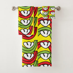 Green Red Vegetable Flower Pattern Bath Towel Set