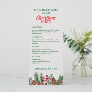 Green & Red Vintage Photo Family Christmas Party Menu