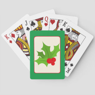 Green Red Vintage Style Christmas Holly Playing Cards