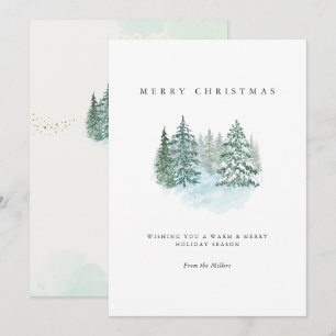 Green Red Watercolor Merry Christmas Holiday Card