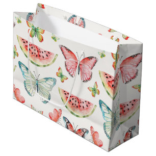 Green Red Watermelon Blue Butterflies Birthday Large Gift Bag