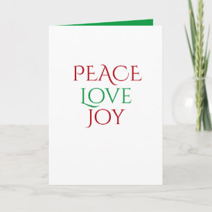 Green Red White Peace Love Joy Christmas Holiday Card