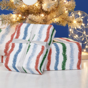 Green Red White Plaid Stripes Christmas Wrapping Paper