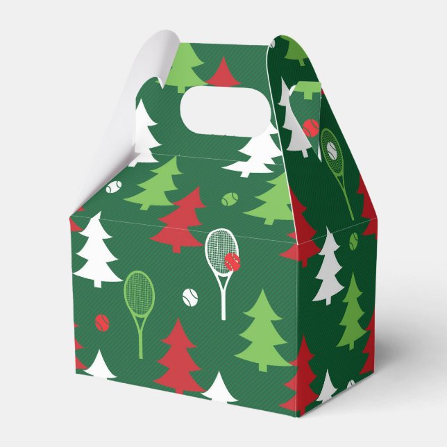 Green💚💔🤍, red, white tennis Christmas  Favour Box (Front Side)
