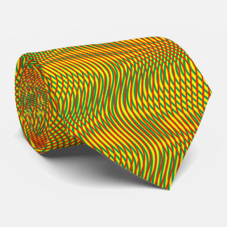 Green Red Yellow Abstract Trippy Wavy Psychedelic Tie