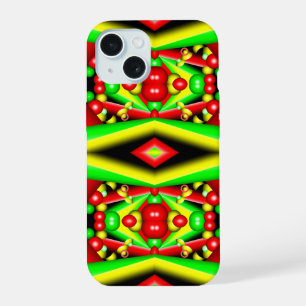 Green Red Yellow Bubbles And Stripes Abstract Art  iPhone 15 Case