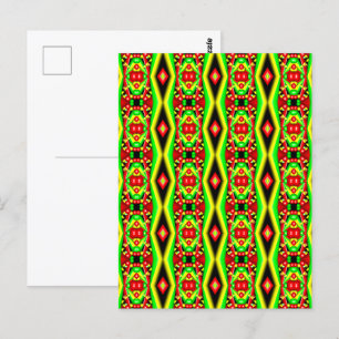 Green Red Yellow Bubbles And Stripes Abstract Art Postcard