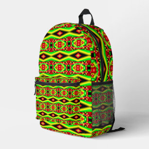 Green Red Yellow Bubbles And Stripes Abstract Art  Printed Backpack